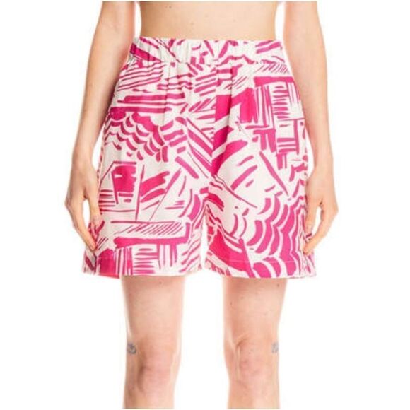 MSGM Summer Brushed Motif Elastic Waist Short Pink White Shorts Women’s Size 42 - Picture 2 of 12